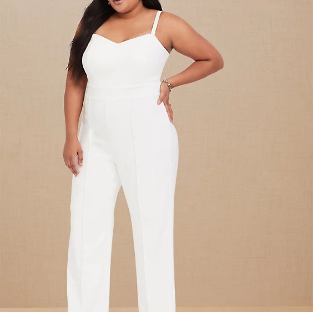 Torrid SPECIAL OCCASION IVORY WIDE LEG JUMPSUIT 14